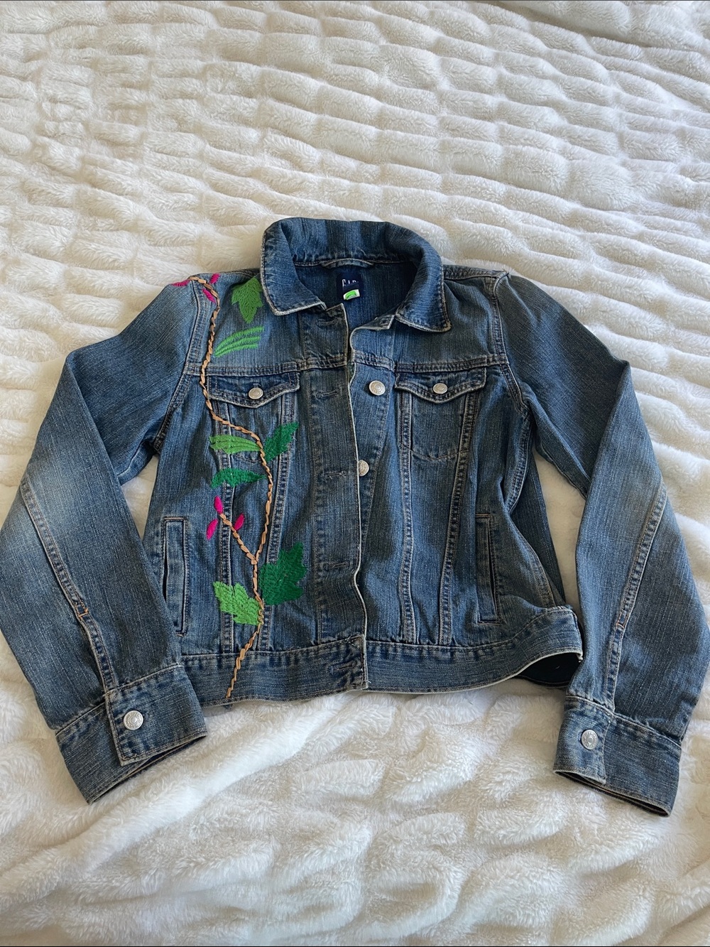 GAP Blue Denim Jacket with Multicolor Embroidery